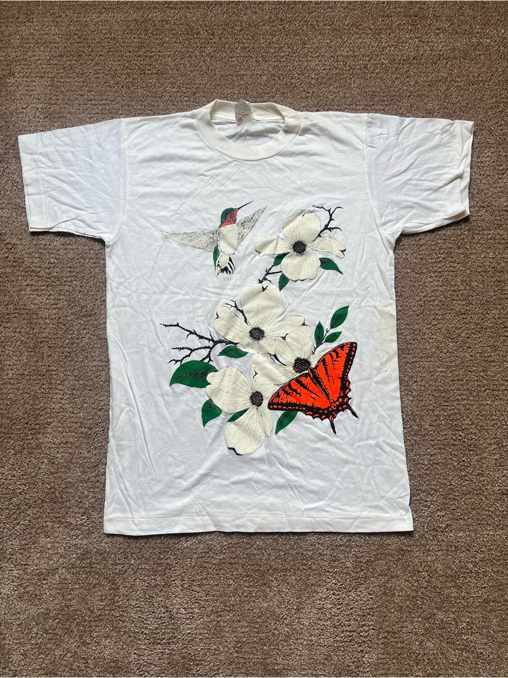 VTG 80’s Hummingbird Butterfly Floral Graphic T-Shirt